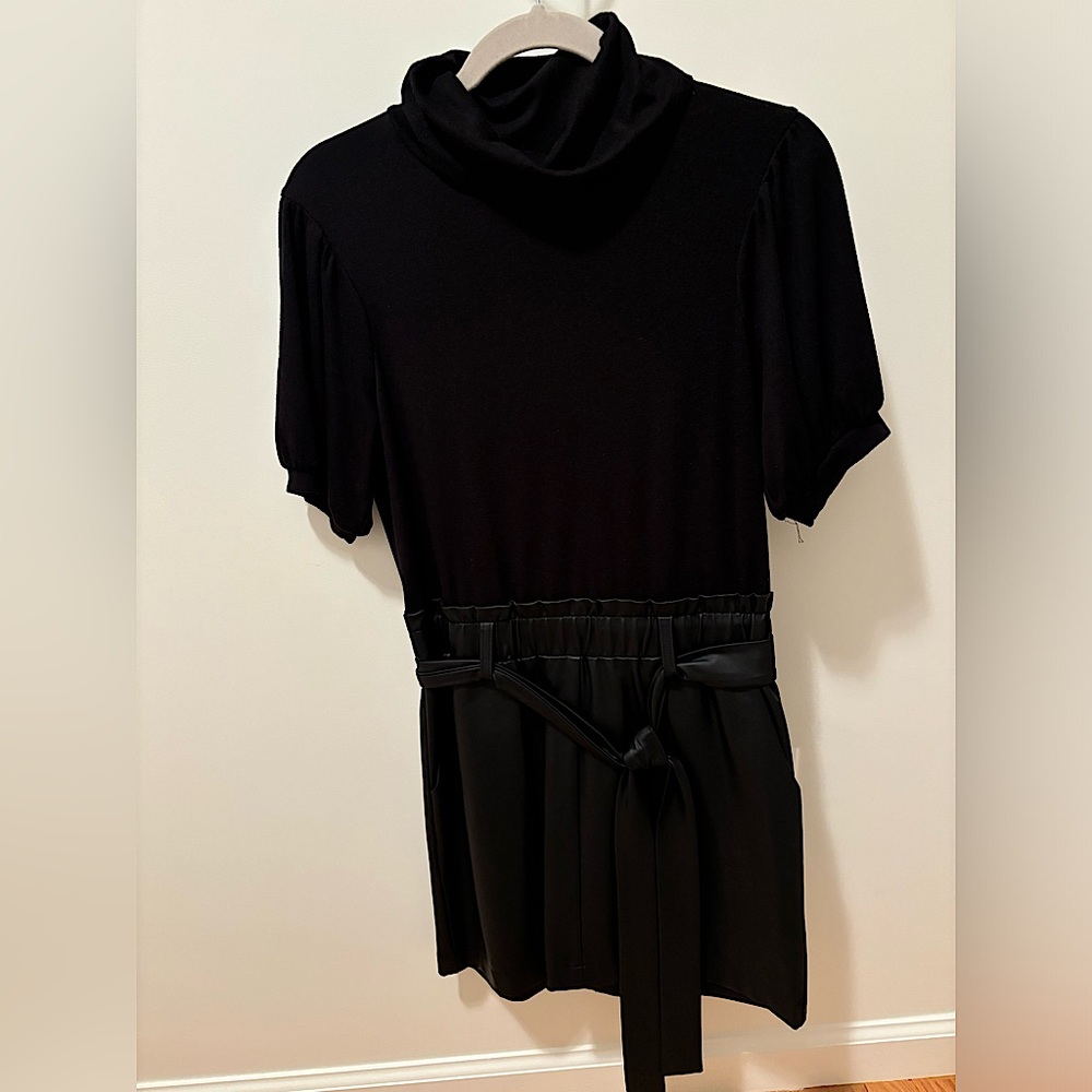 Sweater dress with Leather skirt